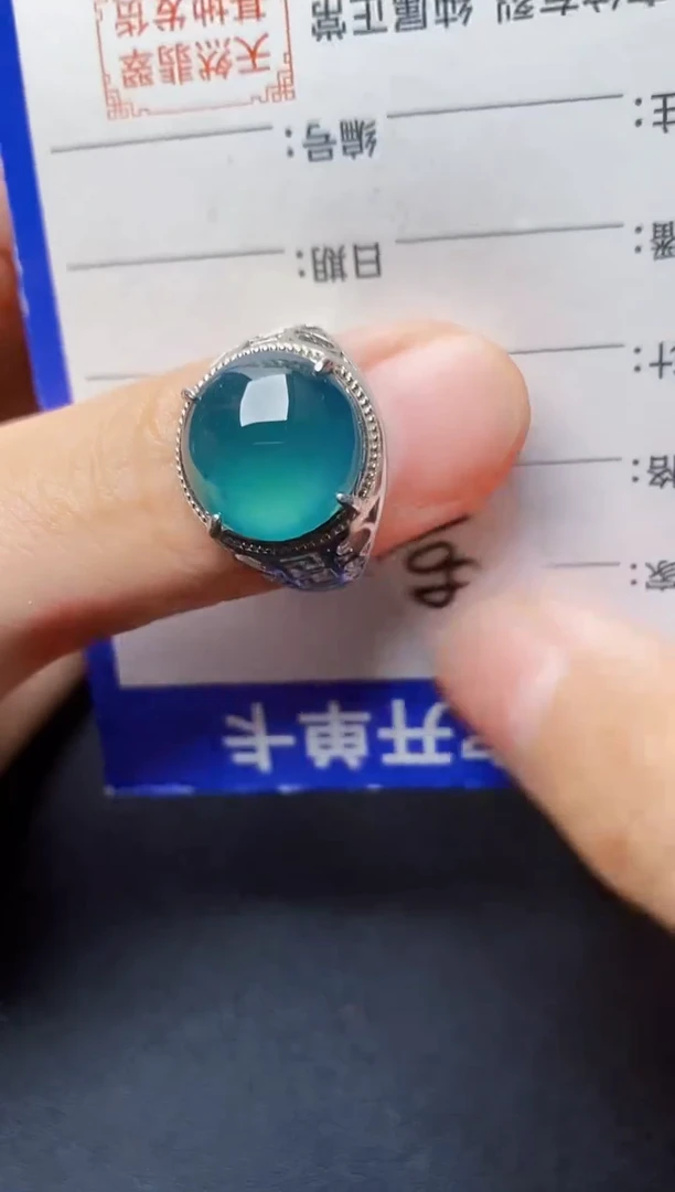 翡翠戒指银S925镶嵌222222