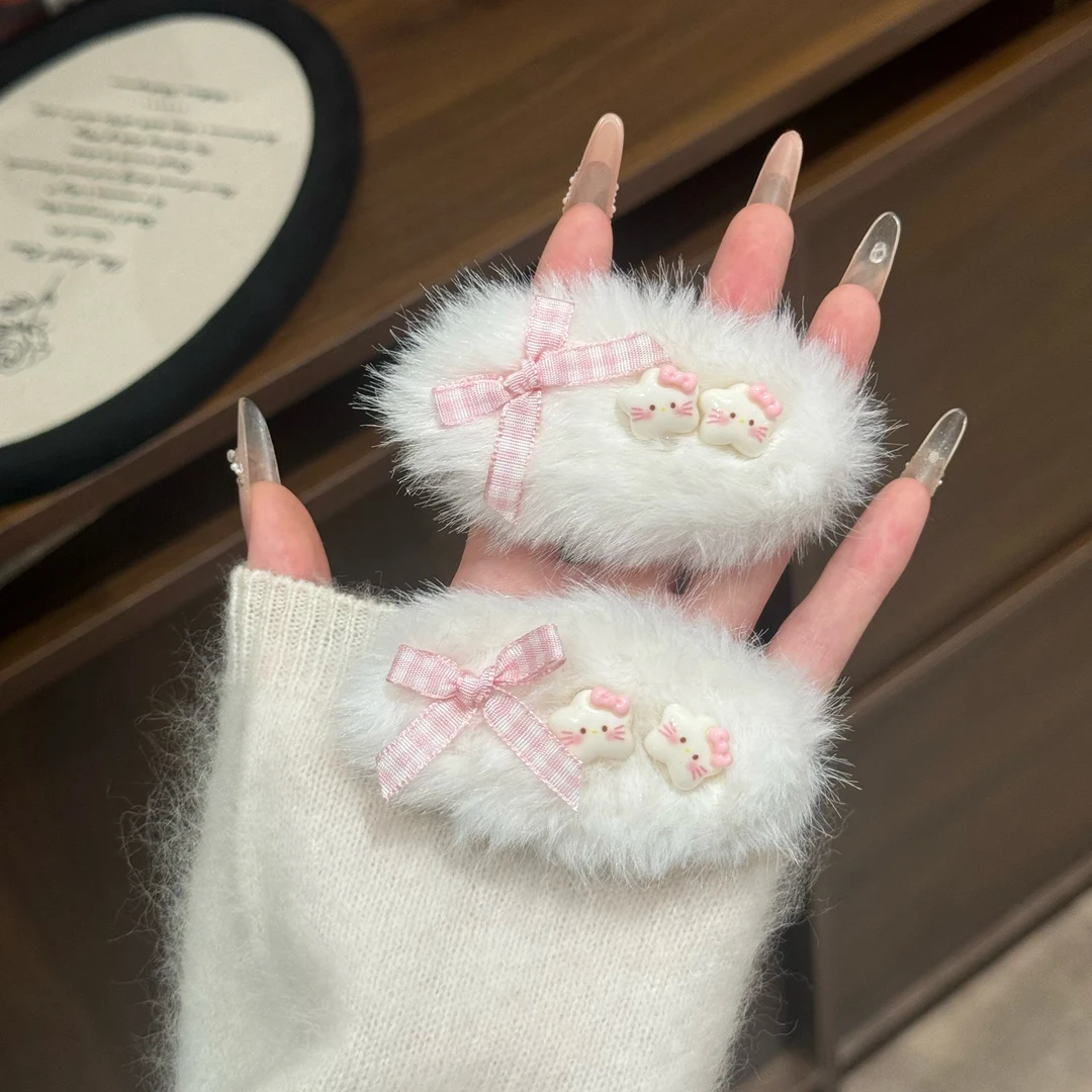 秋冬ins毛绒KT猫发夹毛茸茸星星卡通BB可爱发卡少女甜美发饰刘海