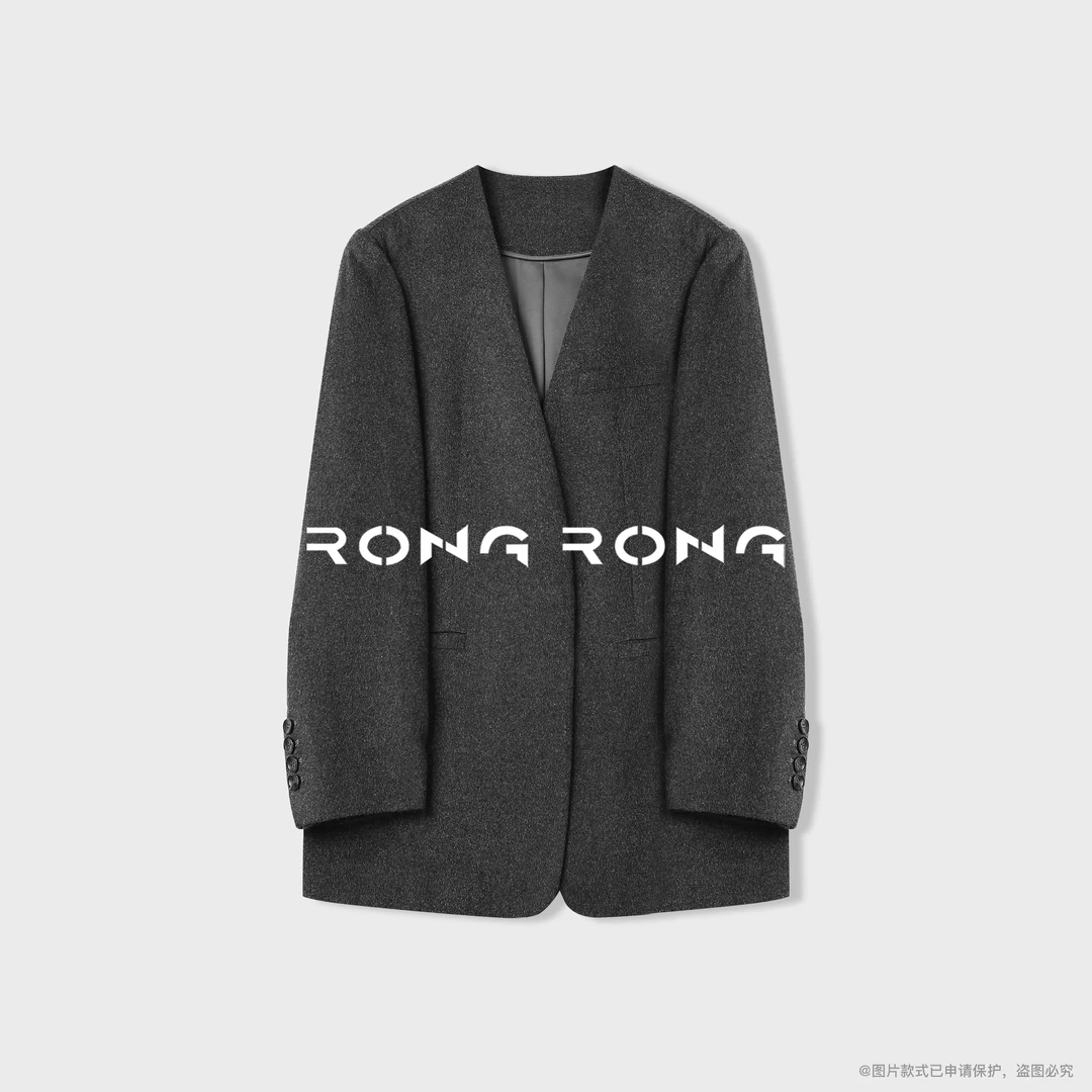 溶溶【知性作派】RONGRONG 绵羊毛山羊绒混纺极简老钱风西装51216