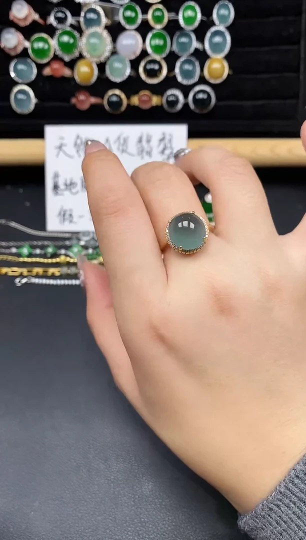 银S925镶嵌戒指翡翠58387