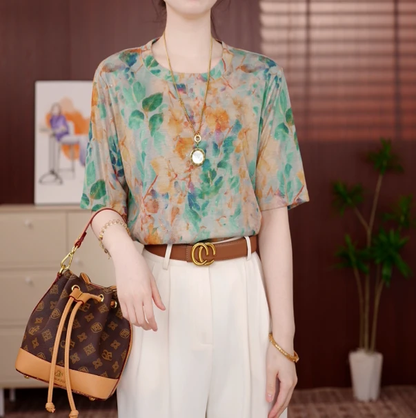 2025原版新款高奢典雅套头衬衫女气质休闲百搭减龄薄夏打底