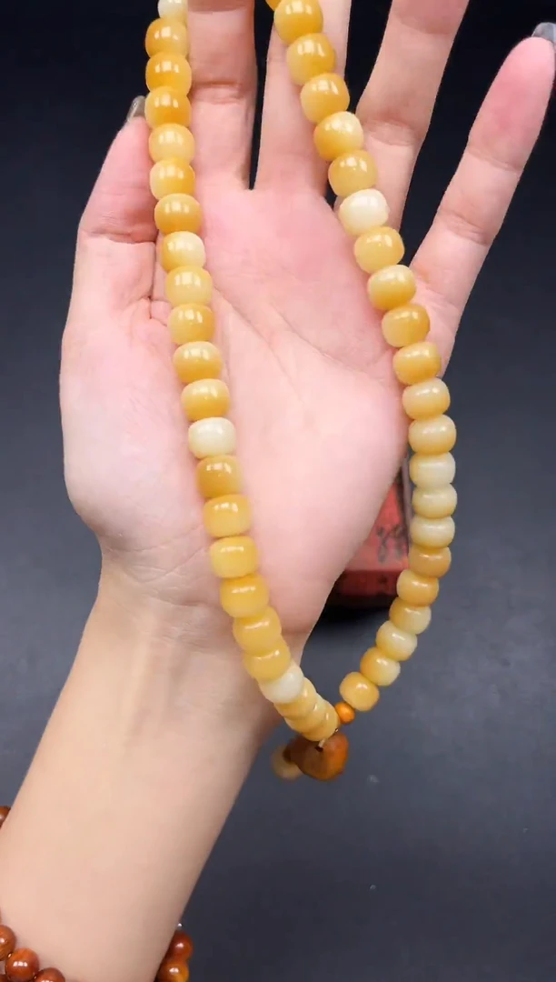 白玉菩提吊坠菩提双圈手串