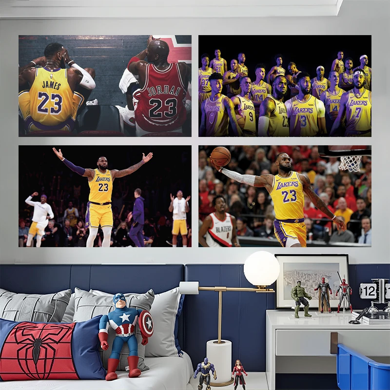 詹姆斯海报墙贴高清NBA篮球壁纸卧室客厅宿舍自粘防水墙纸装饰画