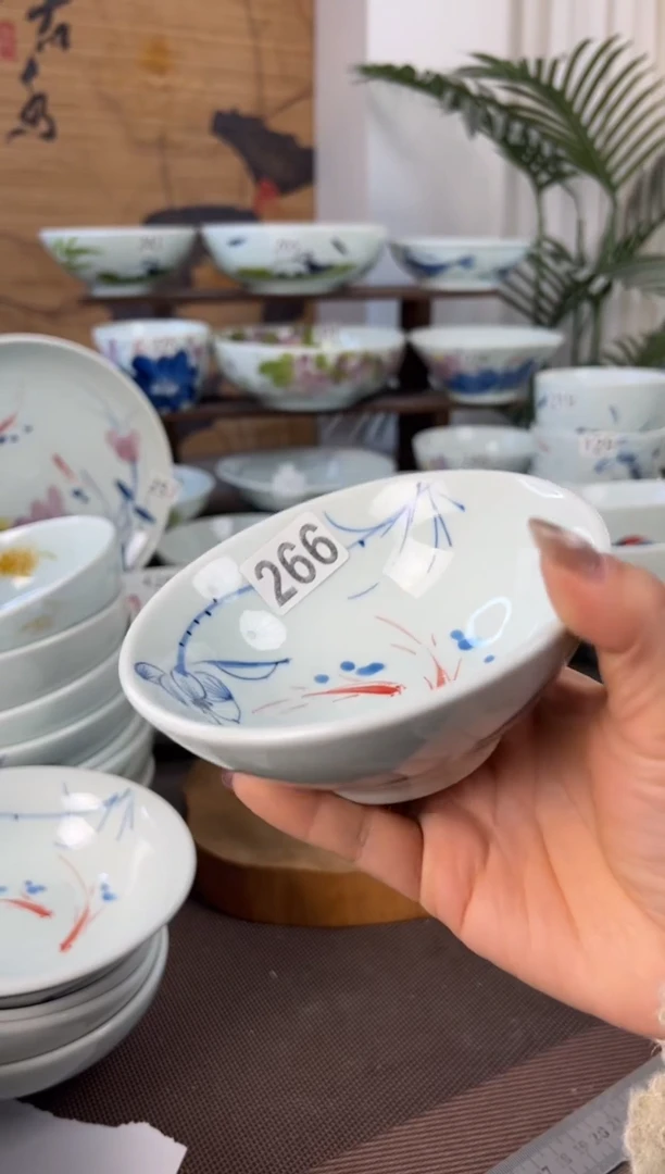 明舟中暇手绘5寸高足碗（随机图案单只装）