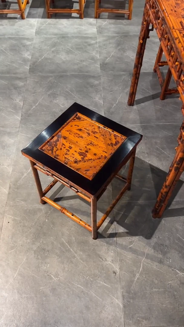 竹艺**珍湘妃竹方凳经典款