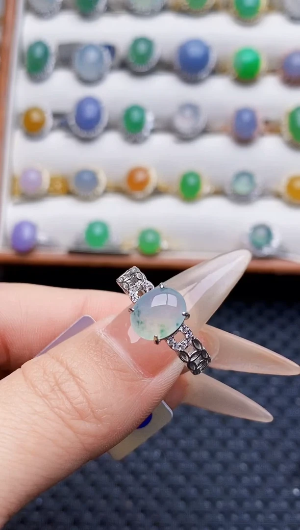 银S925镶嵌戒指翡翠5762