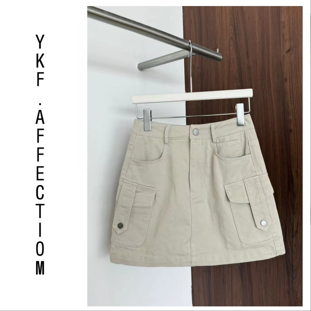 （高街比例）新款高腰显瘦A字工装风半身裙32011