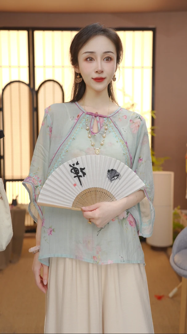 2025新中式设计日常舒适精品麻高品质上衣夏上新FB25050916