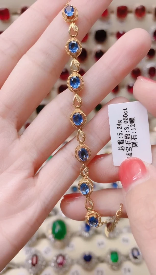 18K金手链蓝宝石18K金镶嵌1