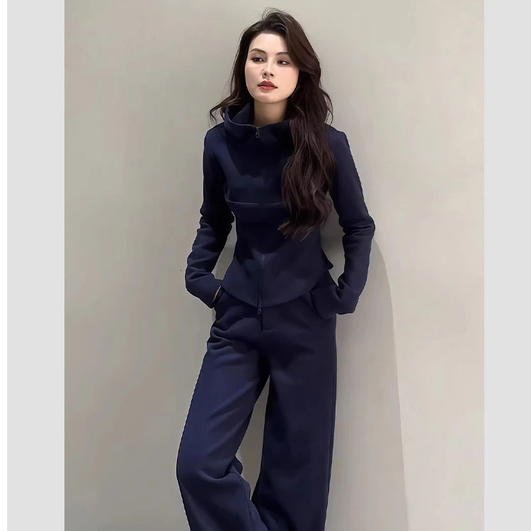 运动休闲套装女秋季2025新款显瘦百搭长袖开衫卫衣外套直筒阔腿裤