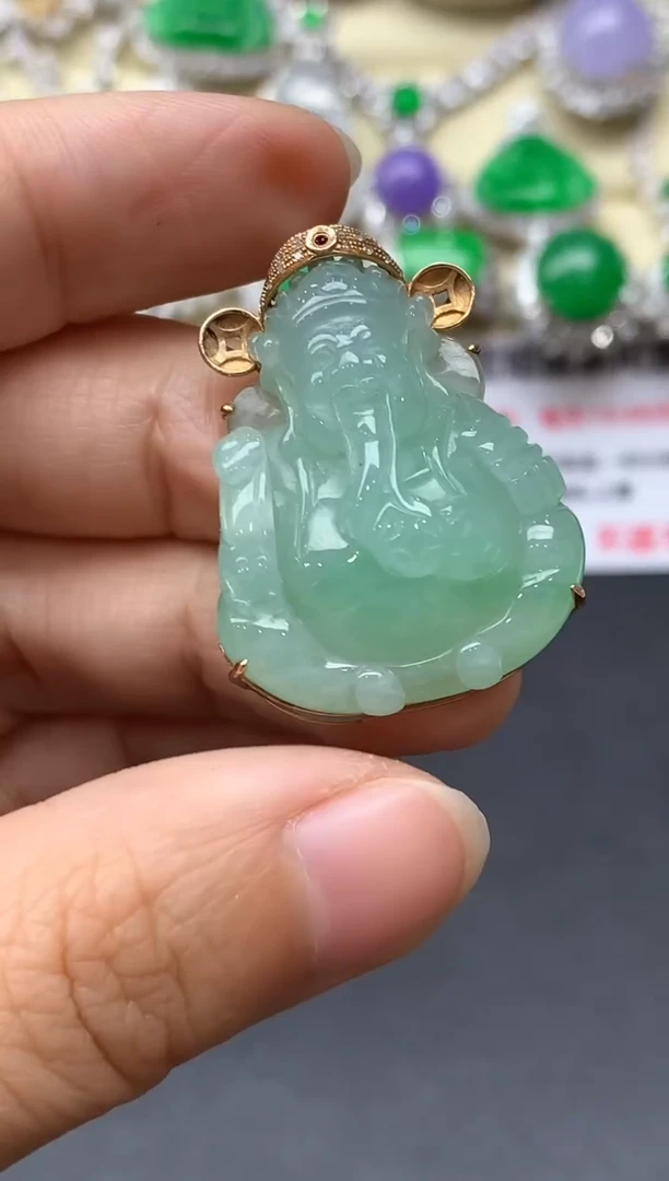 颈饰18K金镶嵌翡翠493-中国好珍宝