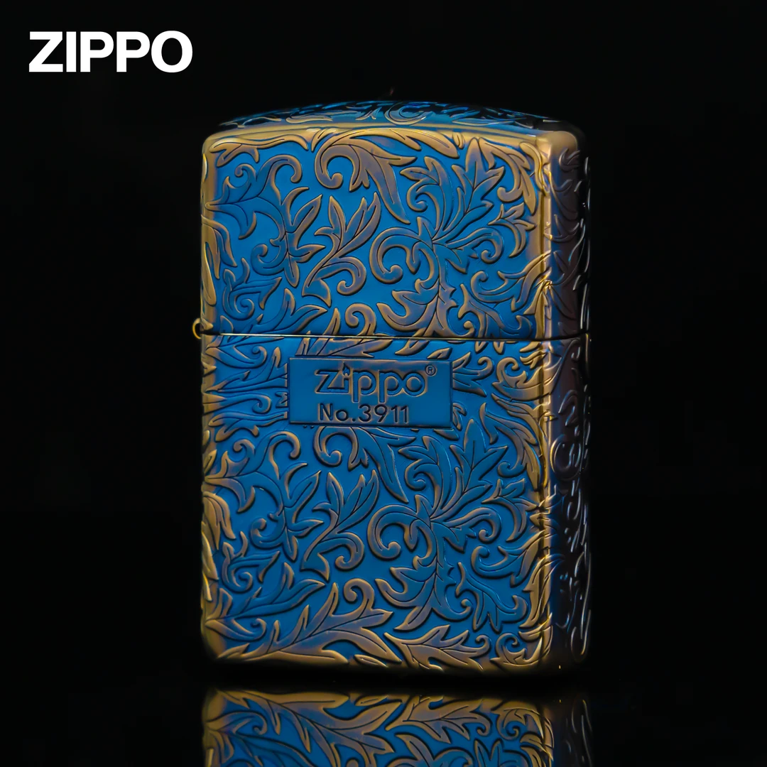 ZIPPO/之宝【熏金唐草】烤蓝五面大叶唐草 盔甲防风打火机 DYX1H1