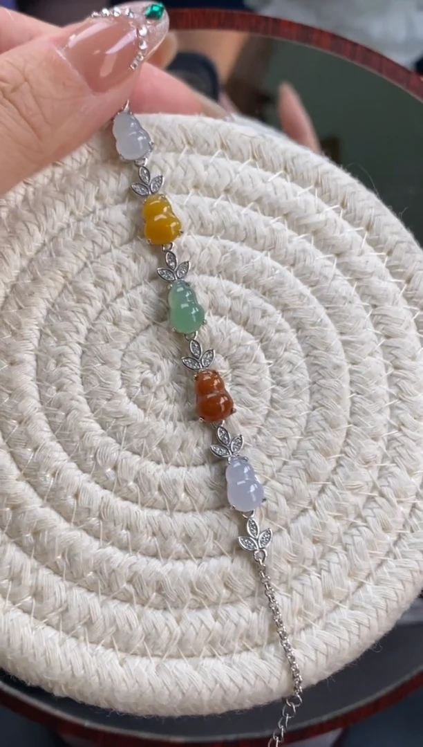 颈饰银S925镶嵌翡翠净货17554