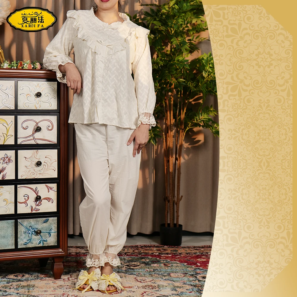 xarifa法式宫廷风纯棉睡衣套装两件套甜美蕾丝宽松舒适25033