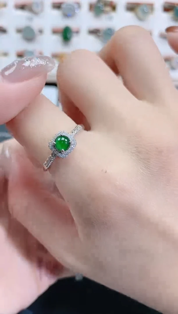 银S925镶嵌戒指翡翠天然翡翠