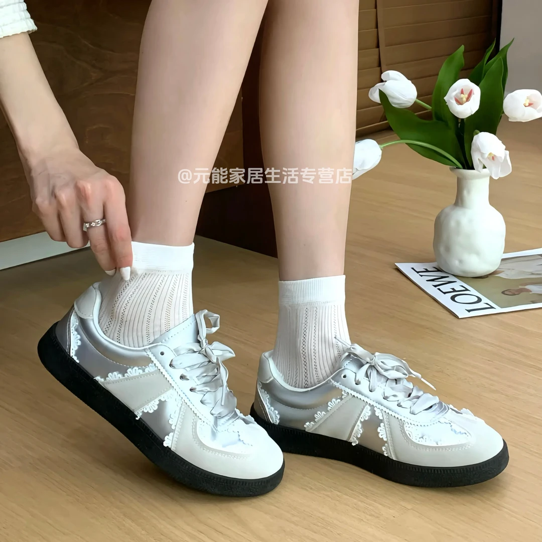 夏季薄棉女士袜子纯色芭蕾风冰凉透气短筒镂空网眼堆堆袜纯棉袜子