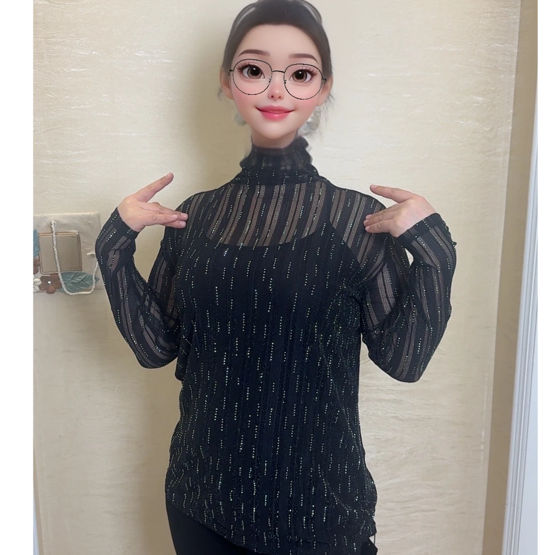 最新黑色满钻亮片衬衫
