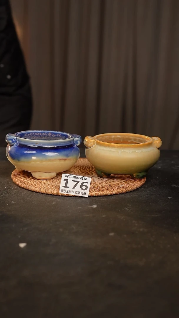 【闪购商品】瓷片176泥泥手工花盆口8高6