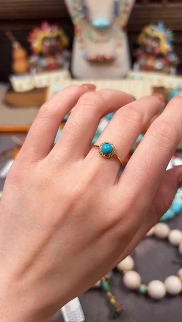 18K金镶嵌绿松石戒指绿松石戒指