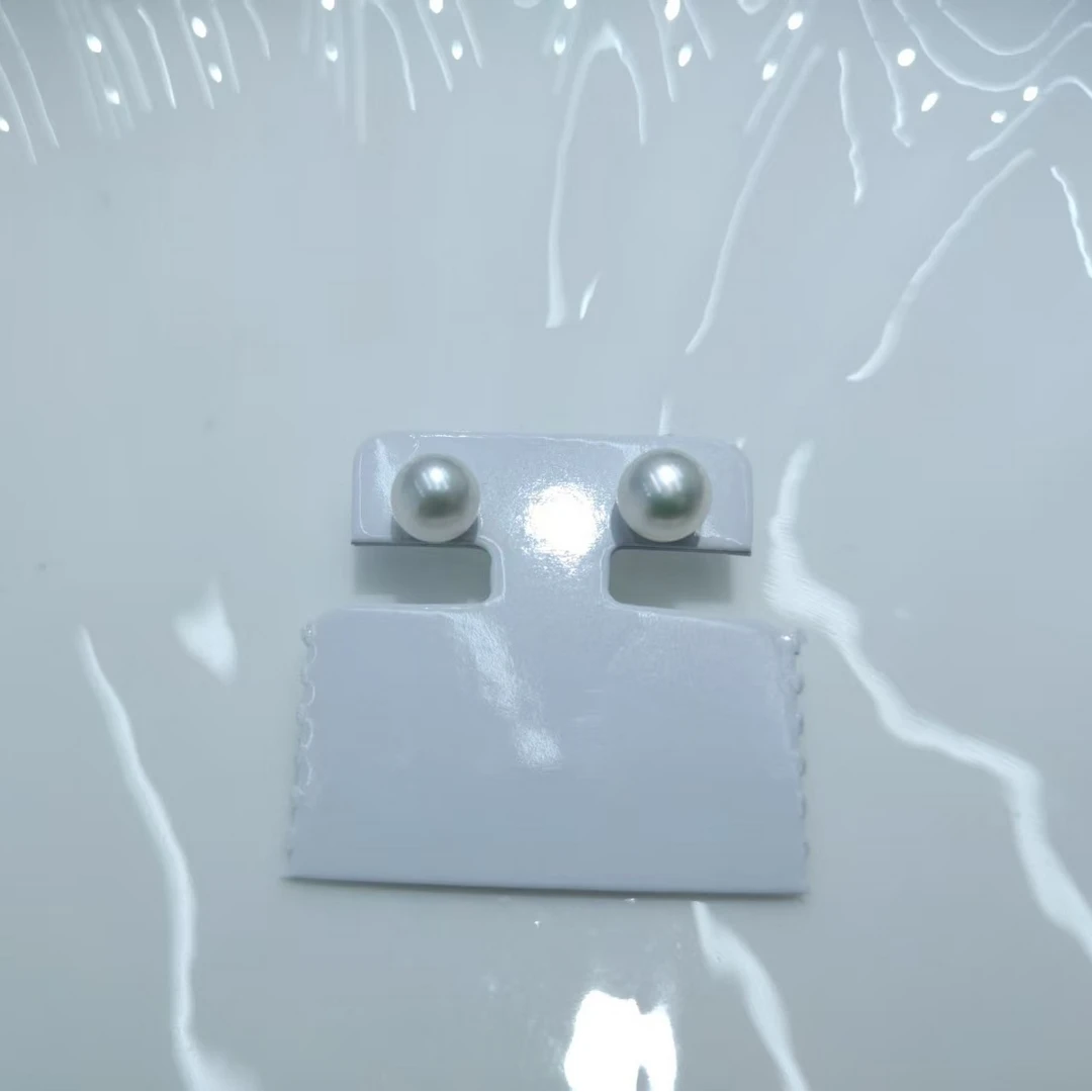 馒头珠耳钉极光微微瑕7-8mm