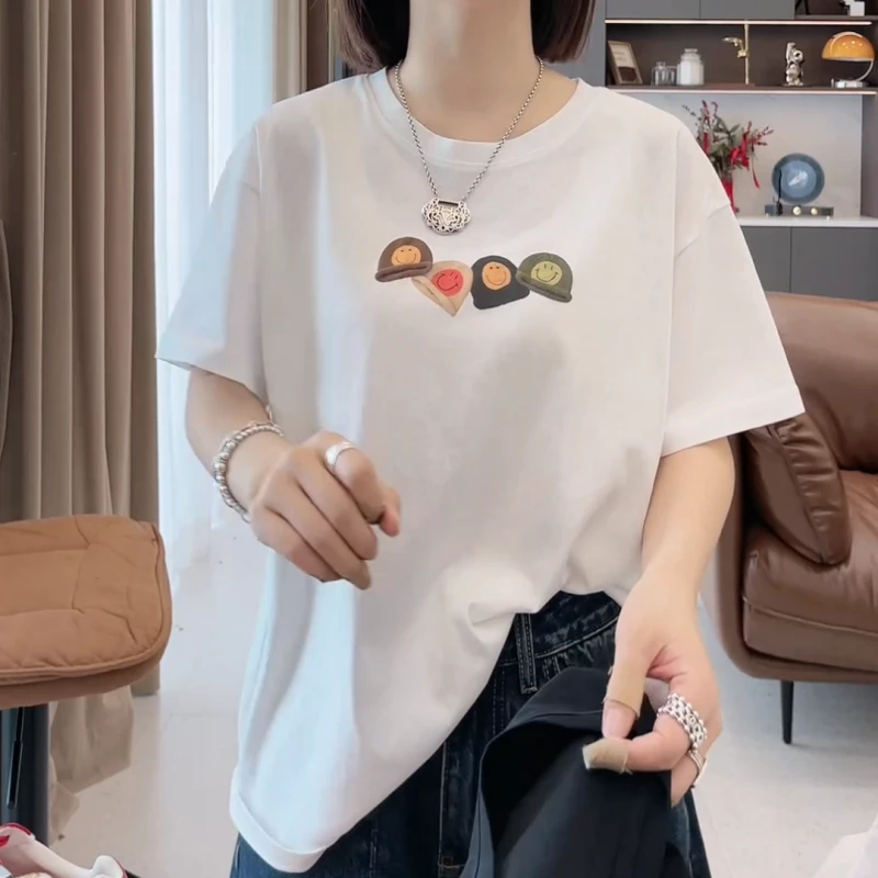 2025年夏季新款圆领卡通雪花百搭短袖T恤女LK2502540
