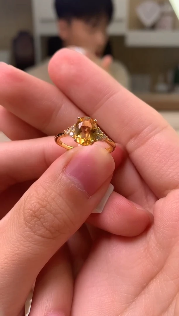 银S925镶嵌戒指黄晶...