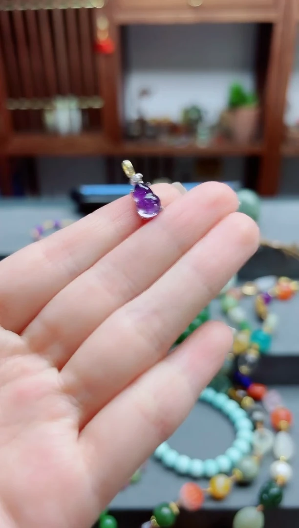 未镶嵌颈饰紫晶紫水晶葫芦吊坠DS赠皮绳