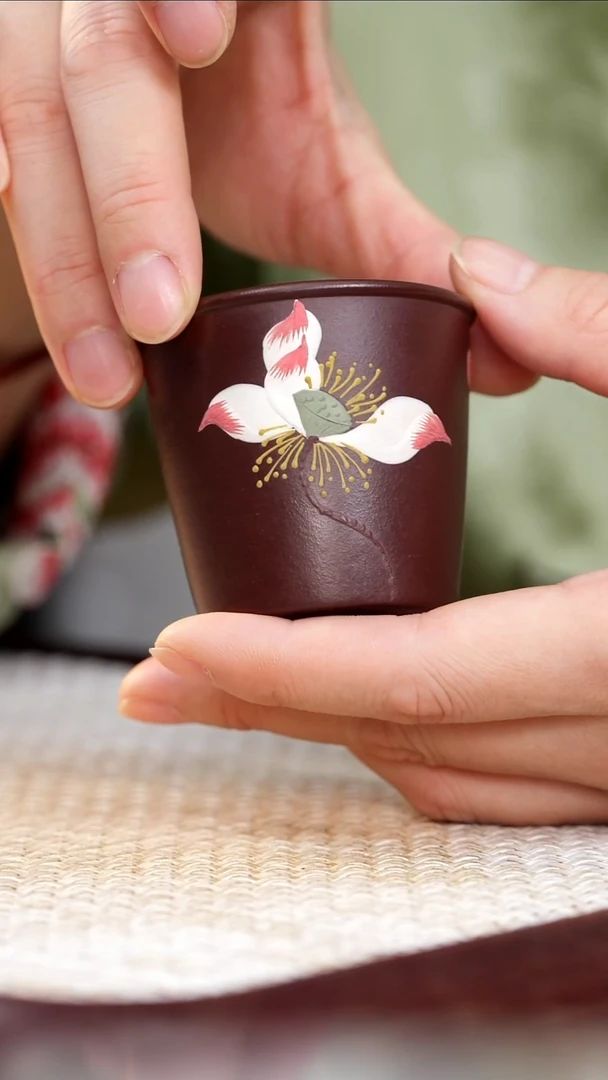 茶杯紫砂紫罗兰荷花杯