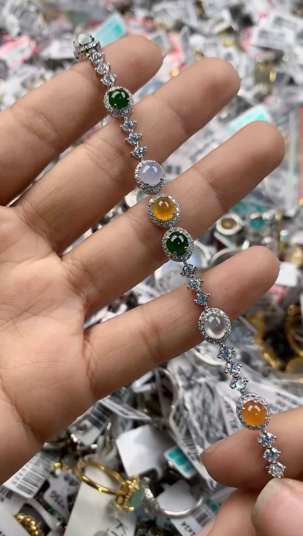 银S925镶嵌戒指翡翠999----2