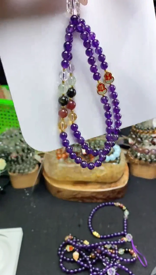 水晶手串未镶嵌紫水晶手机链一条