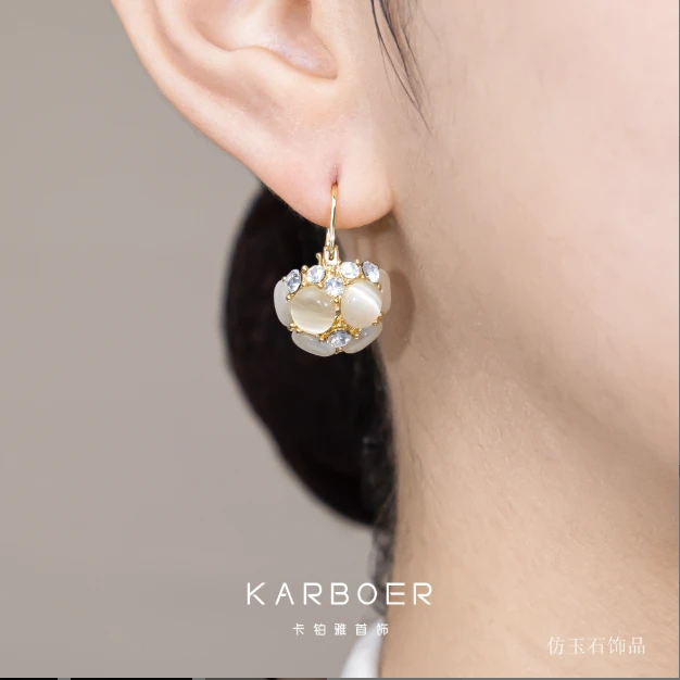 铜合金合成锆石耳饰 [花瑶]夏日高级感气质国风时尚百搭耳环