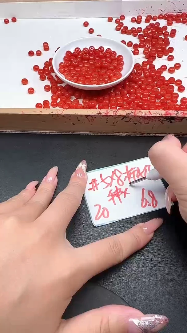 未镶嵌散珠南红玛瑙柿子红N219卡5*8MM20颗