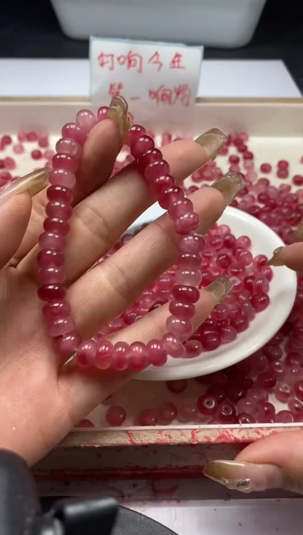 【闪购商品】玛瑙/玉髓颈饰未镶嵌w887桃花玉算盘8*5mm*20颗