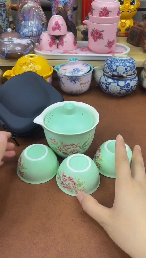 陶瓷茶具摆件旅行套组