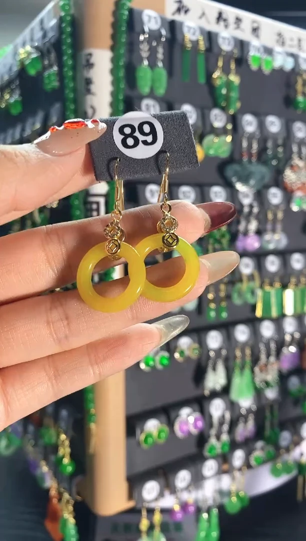 【闪购商品】翡翠耳饰银S925镶嵌89..