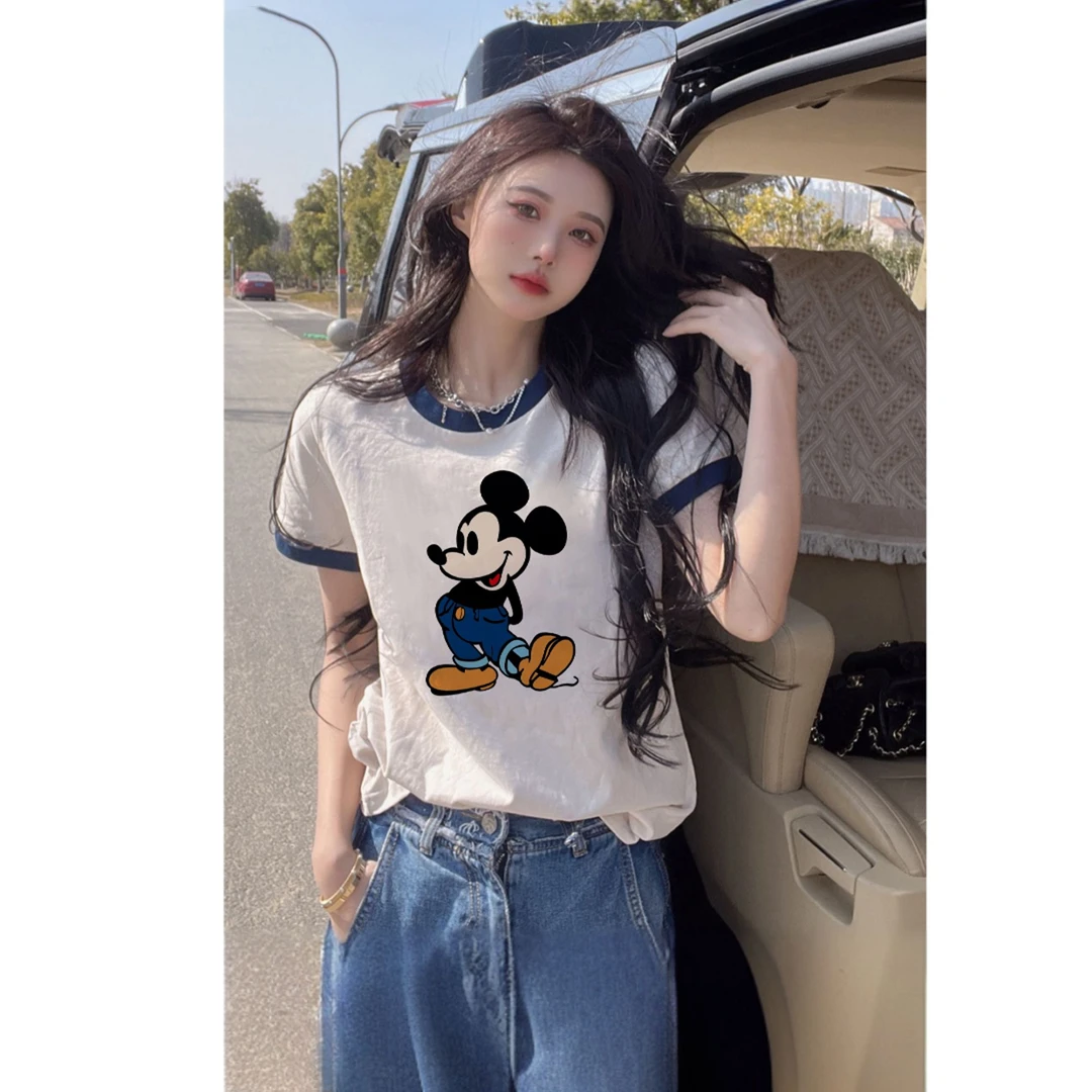 欧货薄款白色纯棉卡通短袖t恤女夏季新款宽松体恤上衣超好看减龄