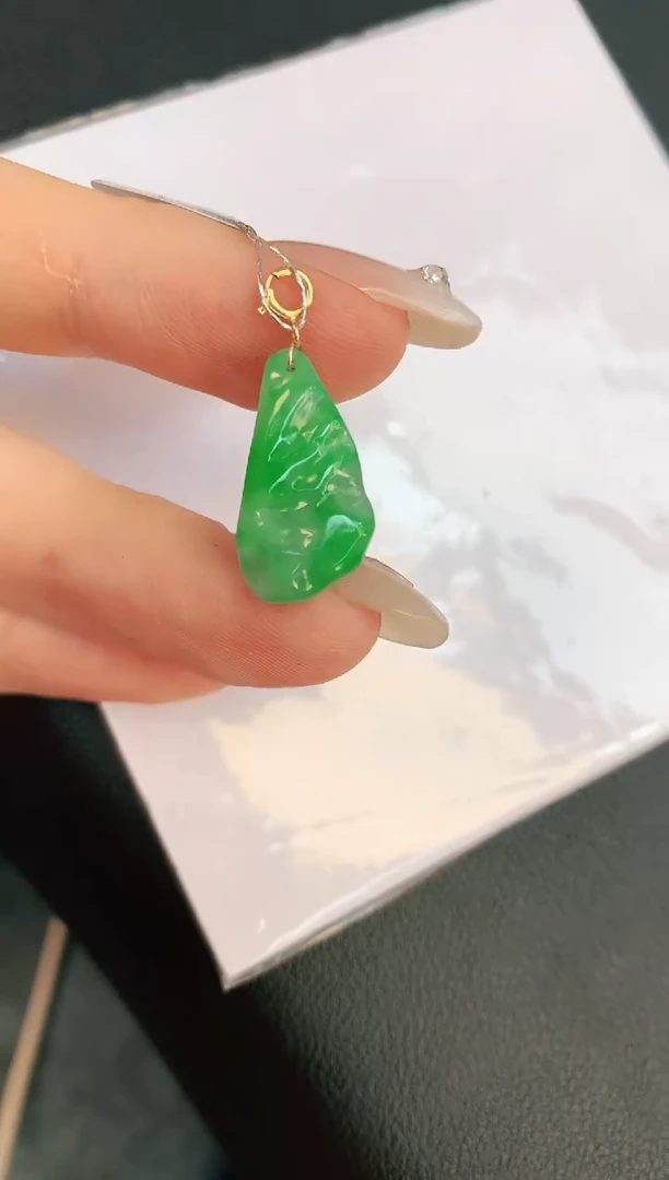 翡翠18K金镶嵌颈饰赠礼盒证书 珍珍