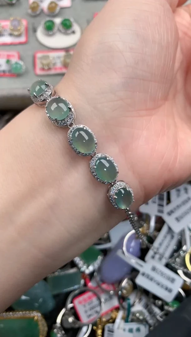 银S925镶嵌戒指翡翠666---3