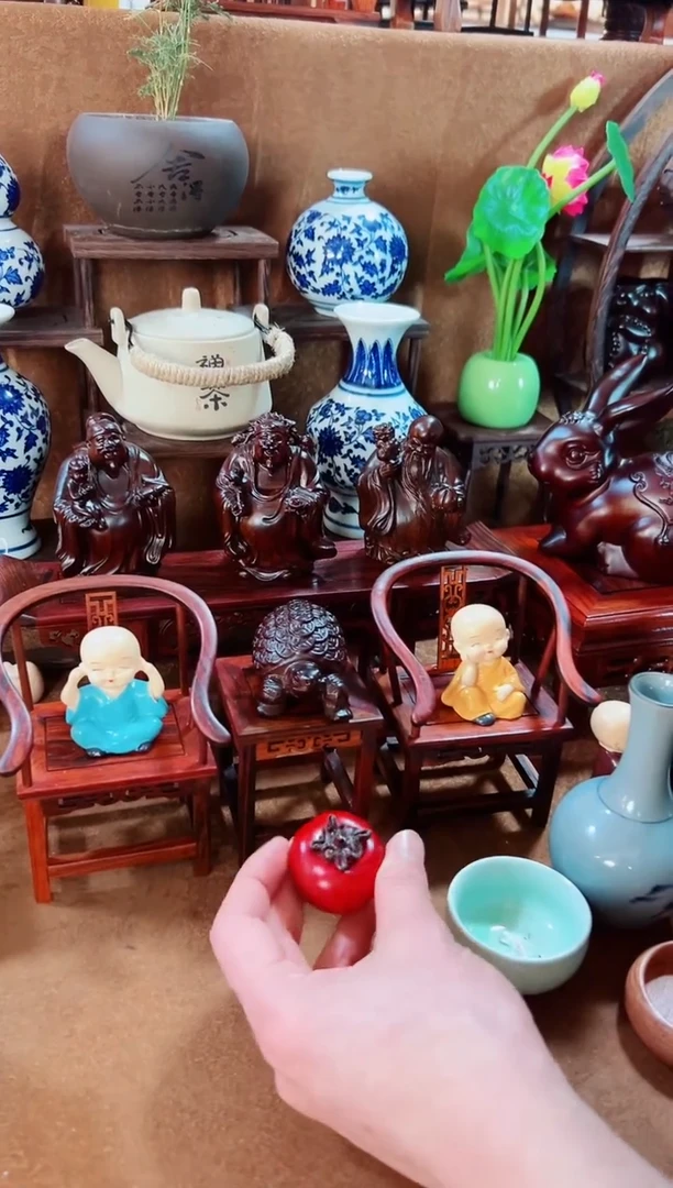 【闪购商品】微凹黄檀（南美大红酸枝）圈椅三件套加两个和尚加金钱龟