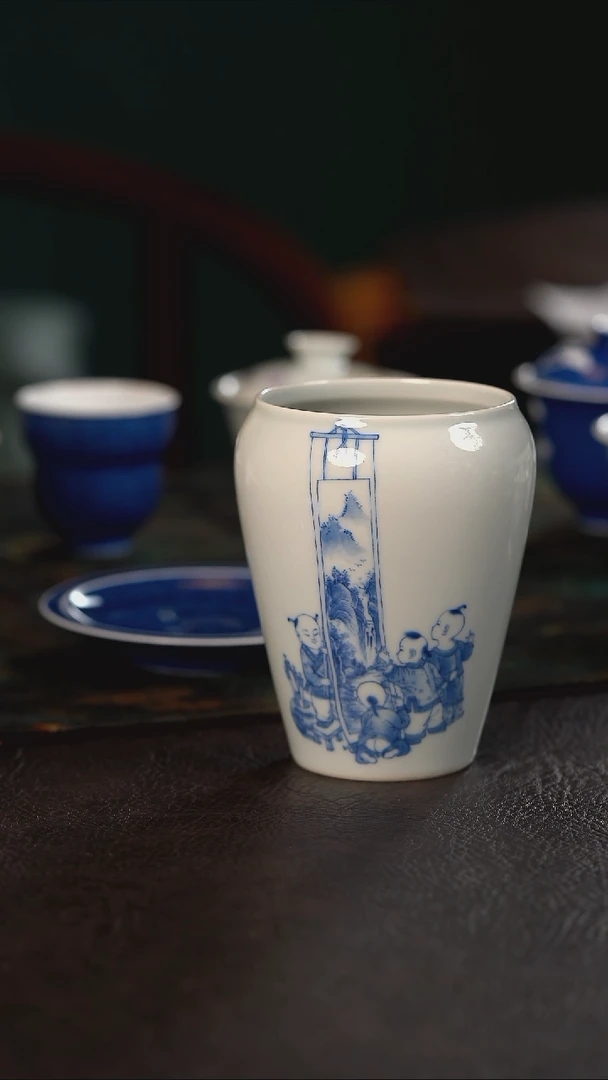杯聚澜堂童子赏画水洗