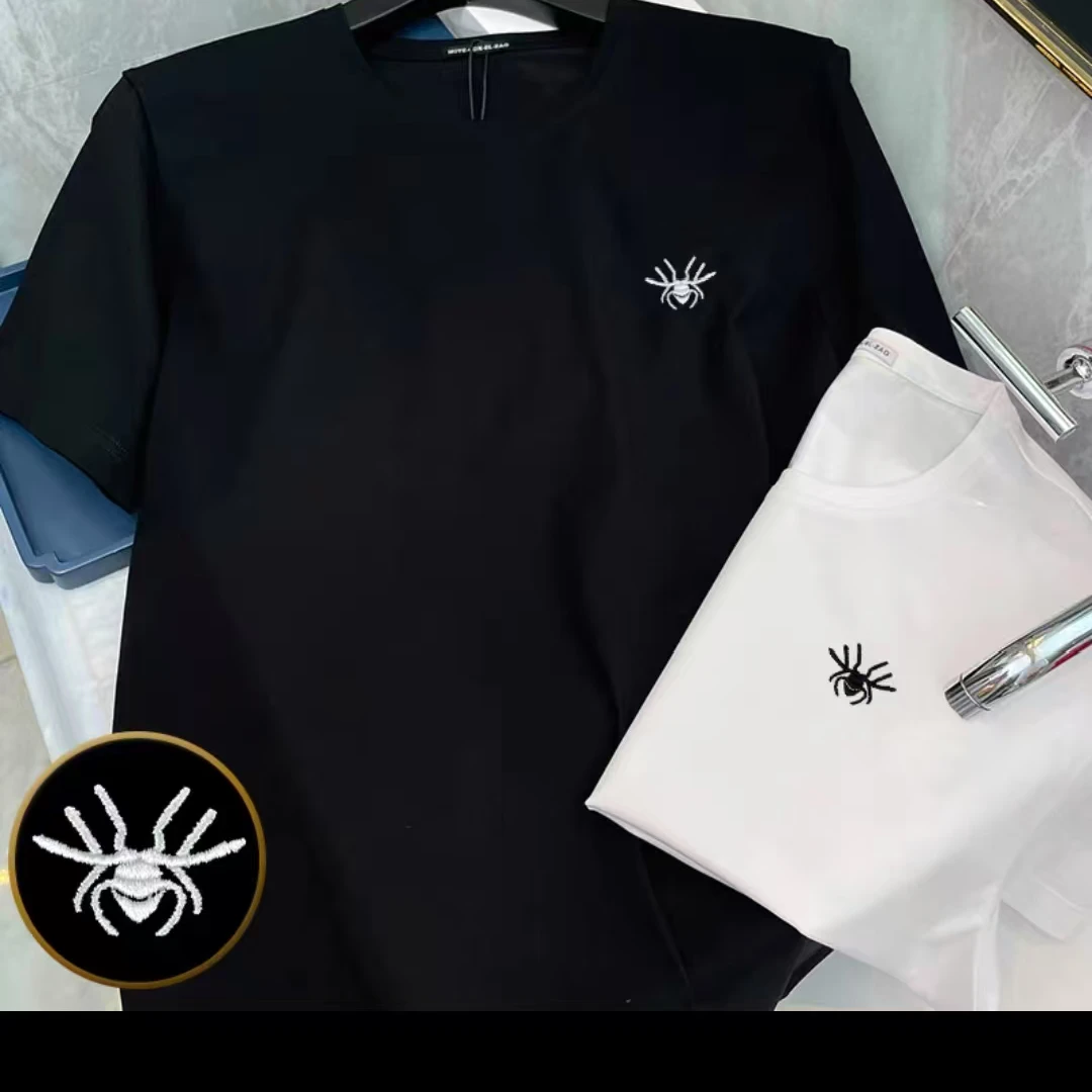 2025潮流休闲情侣圆领百搭半袖时尚刺绣---三仿T恤