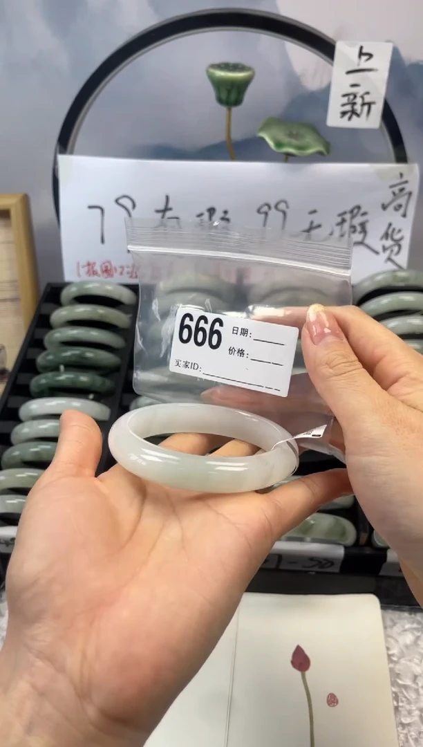 石英质玉（天山翠）手镯未镶嵌666