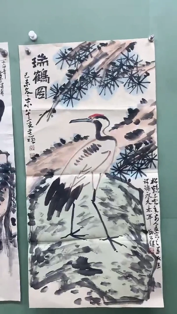 竖款精品三尺，瑞鹤