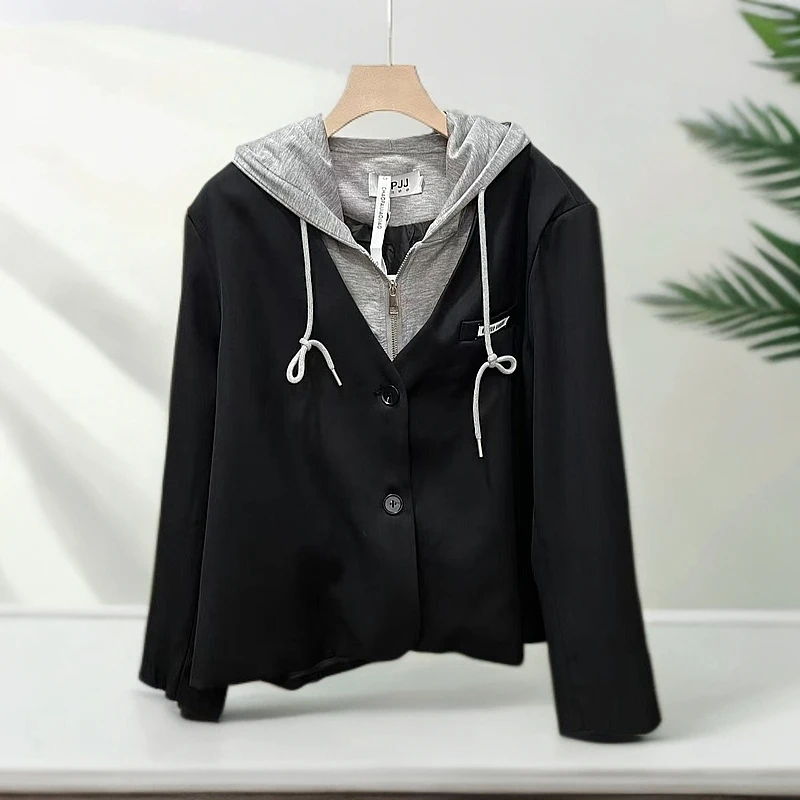 春季11918卫衣帽假两件西服