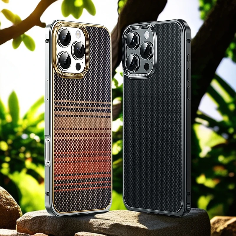 iPhone16/15/14手机壳高档芳纶纤维磁吸款薄适用苹果16ProMax硬壳