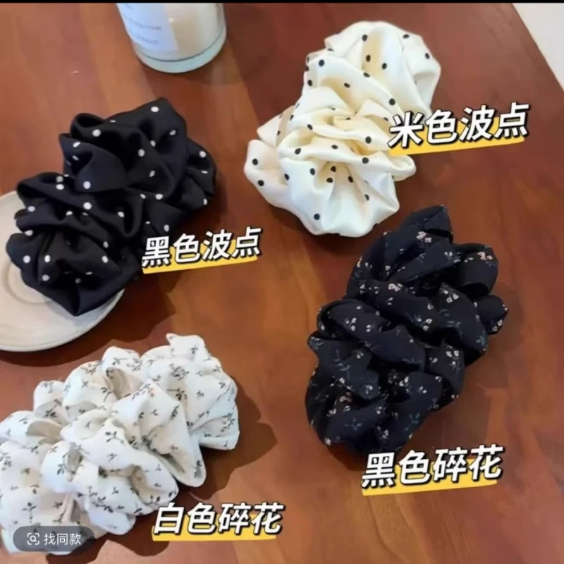 巨显发量！横着夹！新款褶皱云朵泡泡波点碎花甜妹氛围感香蕉夹发夹