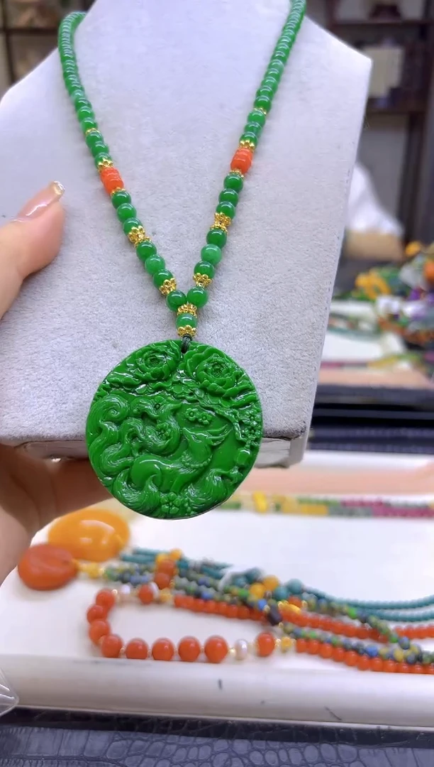 翡翠未镶嵌毛衣链DIY款M257