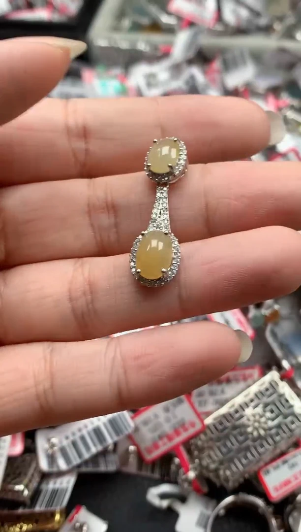 银S925镶嵌戒指翡翠天然A货缅甸翡翠