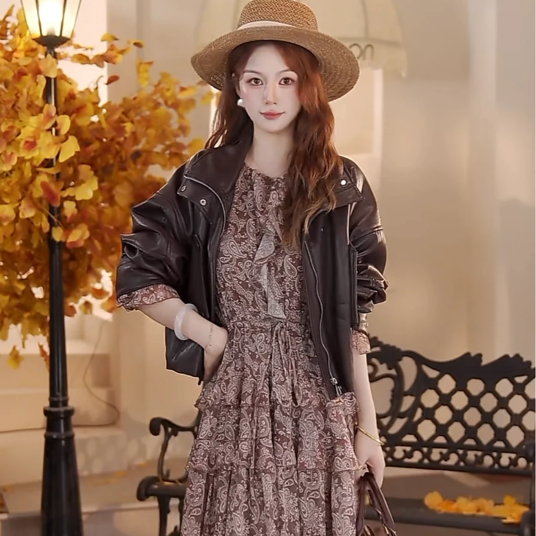 ON&ON/安乃安秋冬韩系复古琥珀流光抽绳显瘦连衣裙NNAU1644185