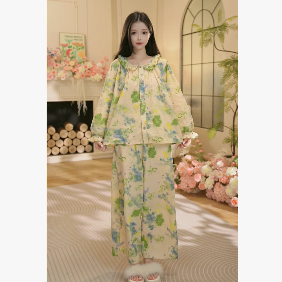 【芳华长袖~~】H早秋新款全棉面料长袖家居服高颜值柔软睡衣套装